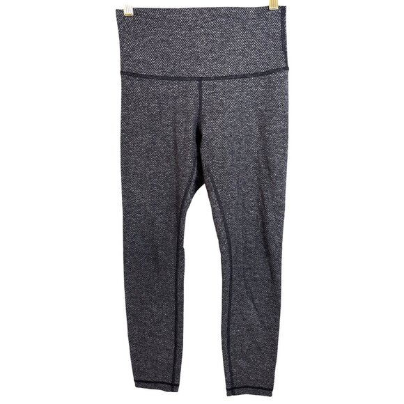 Lululemon Leggings Size 4 Black Gray Herringbone Lounge Comfort Workout Ankle - Picture 1 of 7